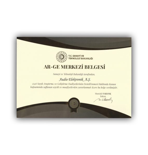 AR-GE Merkezi Belgesi